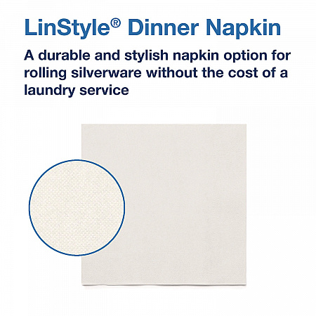 LinStyle Dinner Napkin, 1-Ply, 15 x 16, White, 1,000/Carton (716002)