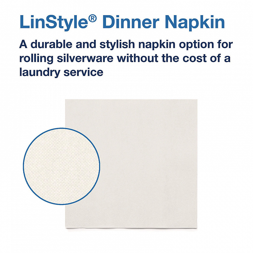 LinStyle Dinner Napkin, 1-Ply, 15 x 16, White, 1,000/Carton (716002)