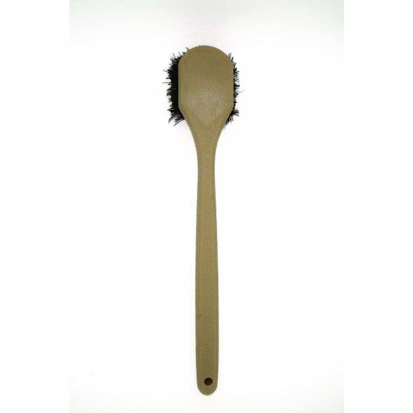 Utility Brush, Brown Palmyra Fiber Bristles, 5.5" Brush, 14.5" Tan Plastic Handle (4120)