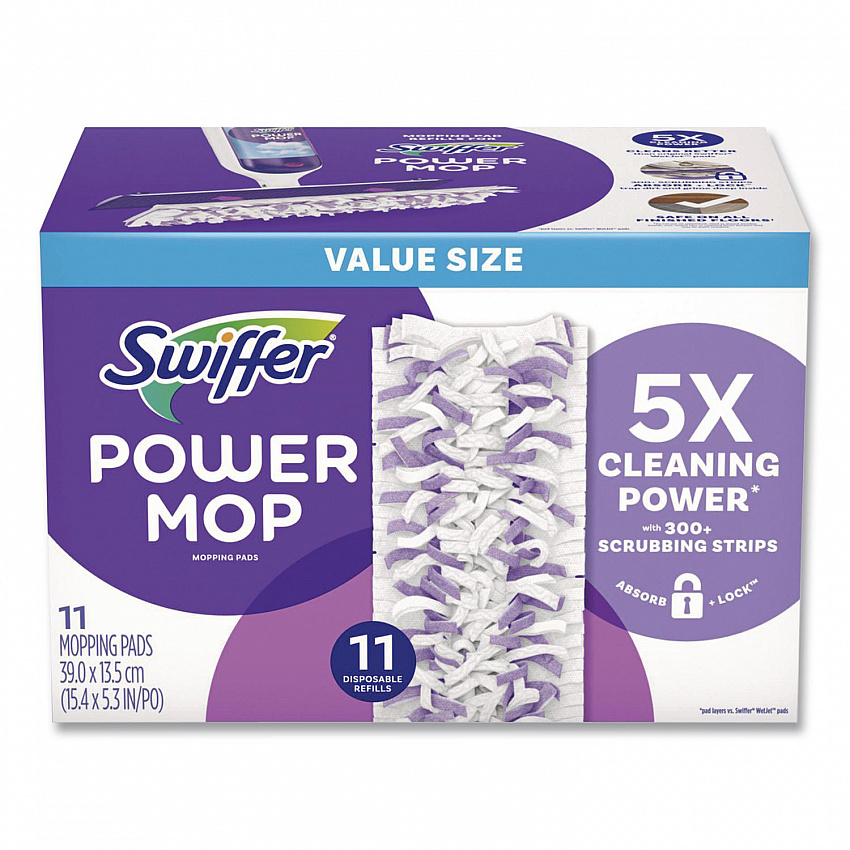 PowerMop Mopping Pads, 11.41 x 5.31, 11/Box, 2 Boxes/Carton (12868)