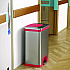 Step Pedal-Sensor Trash Can, 13 gal, Plastic/Stainless Steel, Silver/Red (HLS13SR)