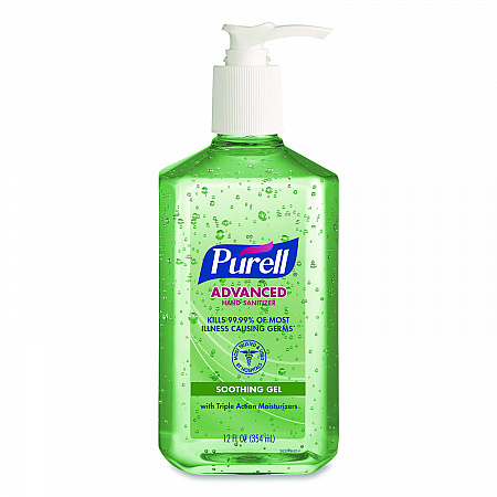 Advanced Hand Sanitizer Soothing Gel, 12 oz Pump Bottle, Fresh Scent, 12/Carton (363912CT)