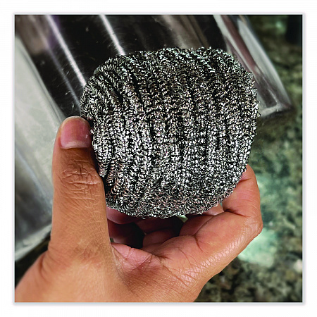 Stainless Steel Scrubber, Medium Size, Steel Gray, 72/Carton (35)