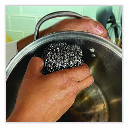 Stainless Steel Scrubber, Medium Size, Steel Gray, 72/Carton (35)