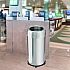 Open Top Trash Can with Wheels, Round, 16 gal, Plastic/Stainless Steel, Silver (HLS16STRM)