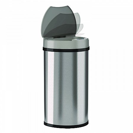 Sensor Trash Can, Half-Round Cylinder, 13 gal, Plastic/Stainless Steel, Silver (HLS13HX)
