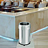 Open Top Trash Can with Wheels, Round, 13 gal, Plastic/Stainless Steel, Silver (HLS13STRM)