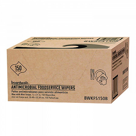 Antimicrobial Foodservice Wipers, 1-Ply, 12 x 21, Blue, 150/Carton (FS150B)