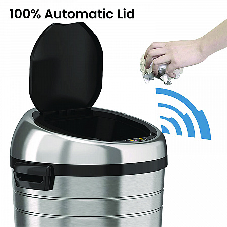 Extra-Large Sensor Trash Can with Wheels, 18 gal, Plastic/Stainless Steel (HLS18RC)