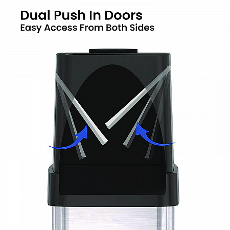 Dual Push Door Trash Can, 24 gal, Stainless Steel, Silver/Black (HLS24DPO)
