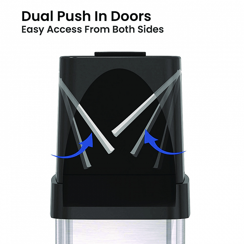 Dual Push Door Trash Can, 24 gal, Stainless Steel, Silver/Black (HLS24DPO)