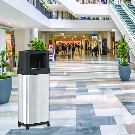 Dual Push Door Trash Can, 24 gal, Stainless Steel, Silver/Black (HLS24DPO)