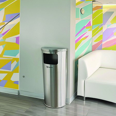 Side-Entry Trash Can with Wall Mount, 9 gal, Stainless Steel, Silver (HLSC01G09A)