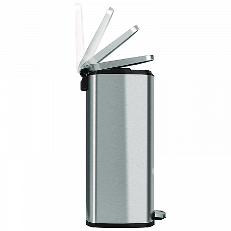 Step Pedal Trash Can, 13 gal, Plastic/Stainless Steel, Silver (HLSS13R)