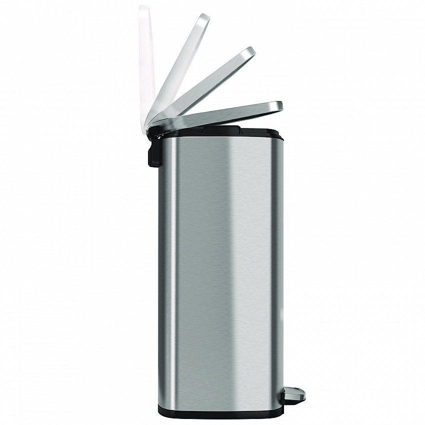 Step Pedal Trash Can, 13 gal, Plastic/Stainless Steel, Silver (HLSS13R)