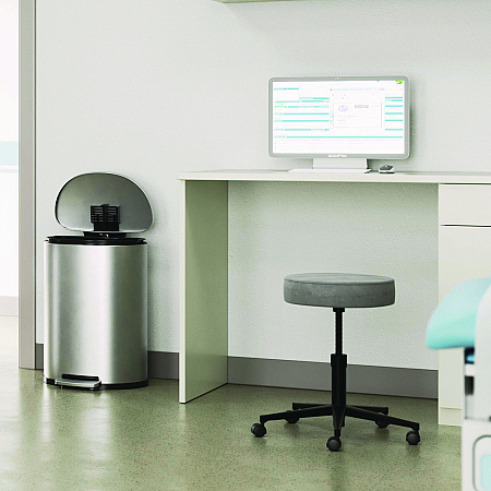 Fire-Resistant Step Pedal Trash Can, 13 gal, Plastic/Stainless Steel, Silver (HLSS13DFR)