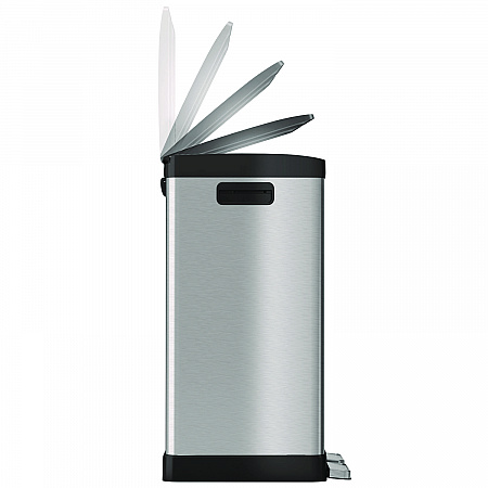 Step Pedal Trash Can and Recycle Bin, 16 gal, Plastic/Stainless Steel, Silver (HLSS16R)
