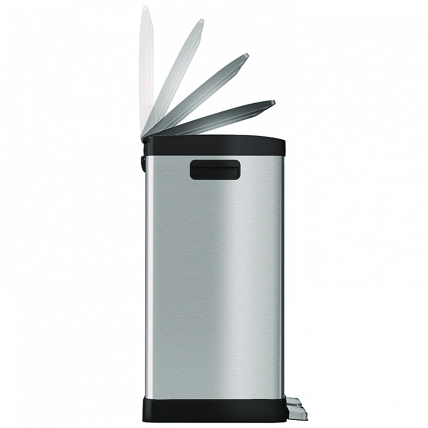 Step Pedal Trash Can and Recycle Bin, 16 gal, Plastic/Stainless Steel, Silver (HLSS16R)
