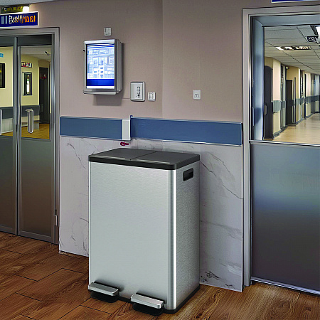Fire-Resistant Step Pedal Trash Can and Recycle Bin, 16 gal, Plastic/Stainless Steel, Silver (HLSS16RFR)