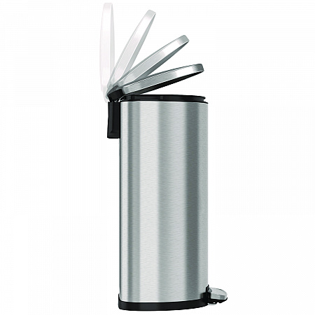Step Pedal Trash Can, 13 gal, Half-Round Plastic/Stainless Steel, Silver (HLSS13D)