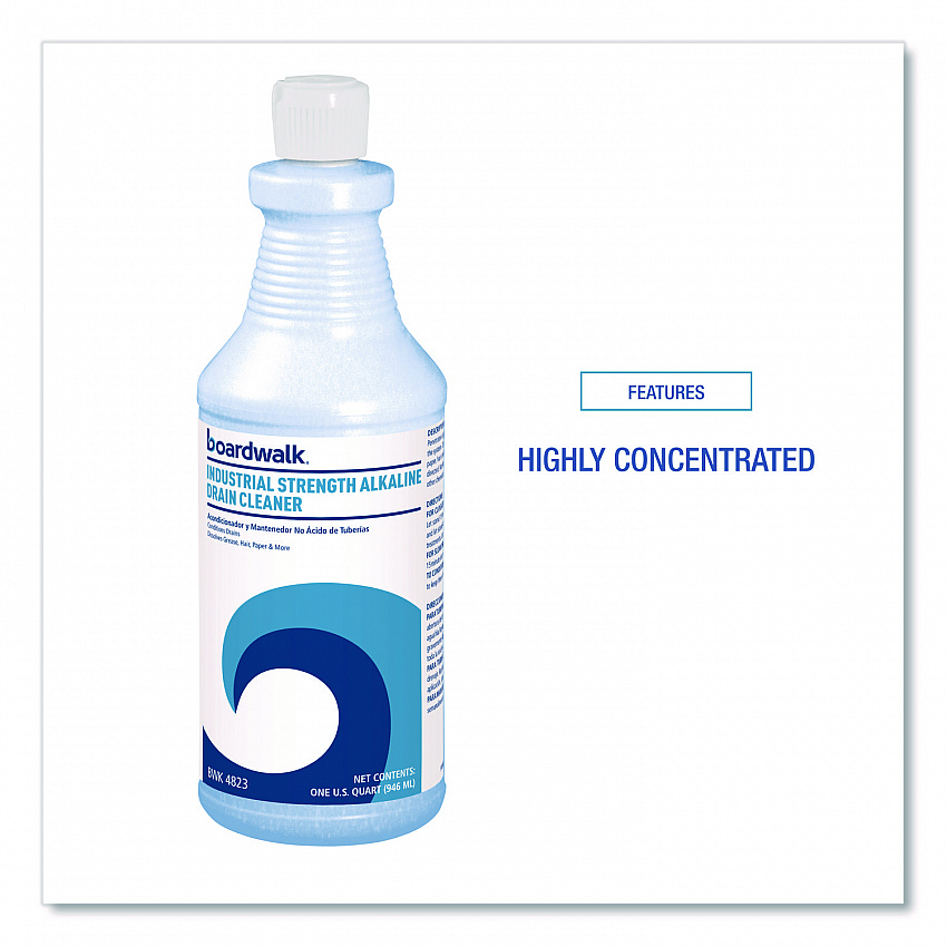 Industrial Strength Alkaline Drain Cleaner and Clog Remover, 32 oz Bottle (4823EA)