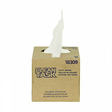 Clean Task Utility Wipers, 1-Ply, 9 x 10.25, White, 250 Sheets/Box, 24 Boxes/Carton (18309)