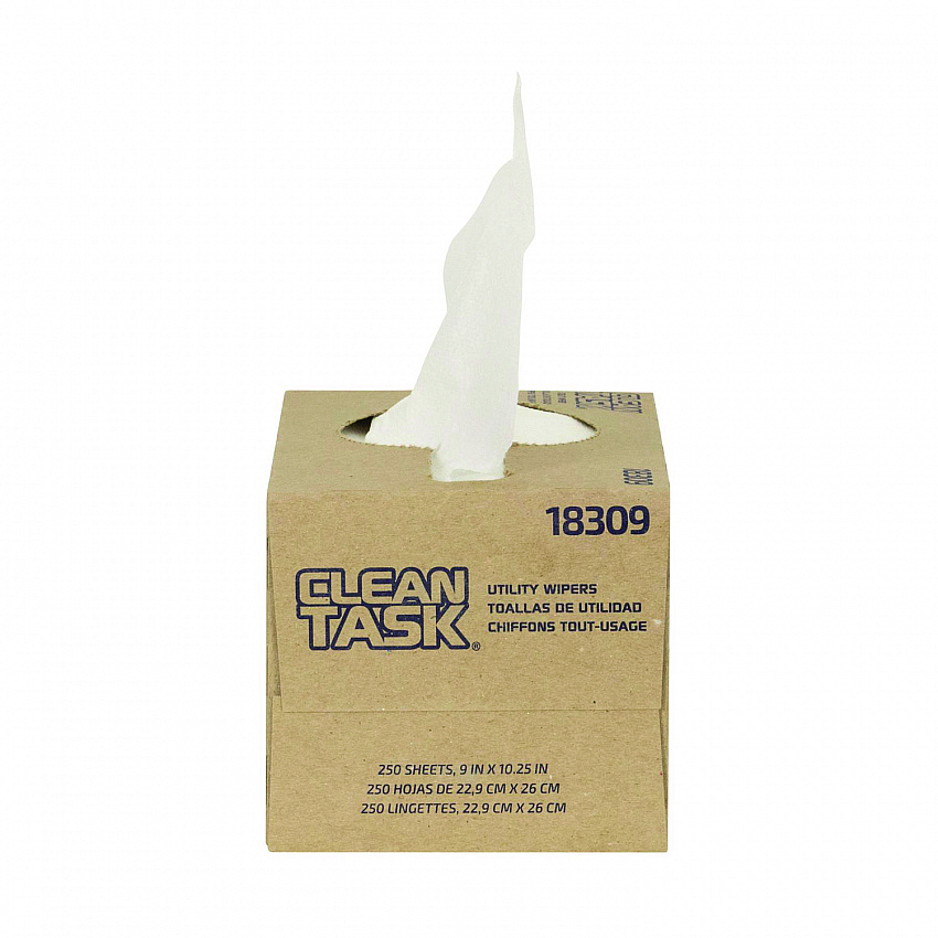 Clean Task Utility Wipers, 1-Ply, 9 x 10.25, White, 250 Sheets/Box, 24 Boxes/Carton (18309)