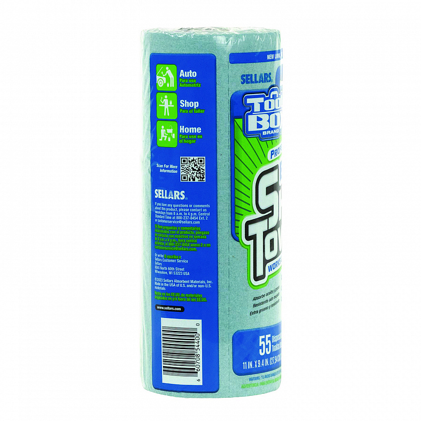 TOOLBOX Blue Shop Towels, 1-Ply, 11 x 9.4, Blue, 55 Sheets/Roll, 30 Rolls/Carton (54400)