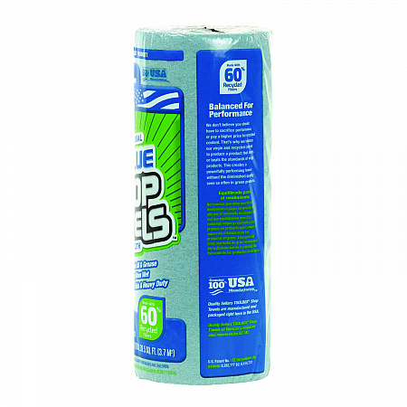 TOOLBOX Blue Shop Towels, 1-Ply, 11 x 9.4, Blue, 55 Sheets/Roll, 30 Rolls/Carton (54400)