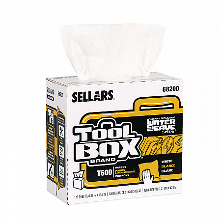 TOOLBOX WaterWeave T600 Wipers, 1-Ply, 8.27 x, 16.5, White, 126 Sheets/Box, 10 Boxes/Carton (68200)