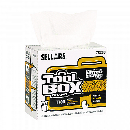 TOOLBOX WaterWeave T700 Wipers, 1-Ply, 8.27 x 16.5, White, 100 Sheets/Box, 8 Boxes/Carton (78200)