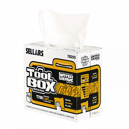 TOOLBOX WaterWeave T700 Wipers, 1-Ply, 8.27 x 16.5, White, 100 Sheets/Box, 8 Boxes/Carton (78200)
