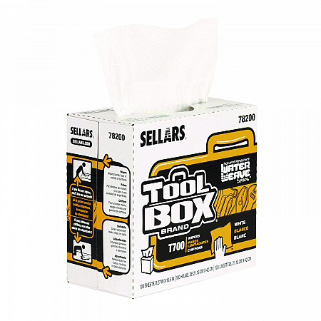 TOOLBOX WaterWeave T700 Wipers, 1-Ply, 8.27 x 16.5, White, 100 Sheets/Box, 8 Boxes/Carton (78200)