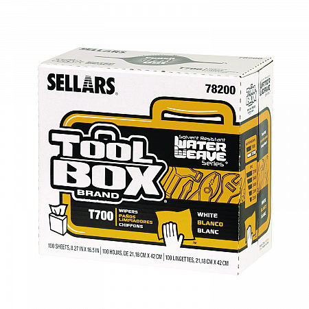 TOOLBOX WaterWeave T700 Wipers, 1-Ply, 8.27 x 16.5, White, 100 Sheets/Box, 8 Boxes/Carton (78200)