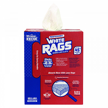 TOOLBOX White Rags, 1-Ply, 9.8 x 12, White, 200 Sheets/Box, 6 Boxes/Carton (58202)