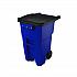 Square Brute Rollout Container, 50 gal, Molded Plastic, Blue (9W27BLU)