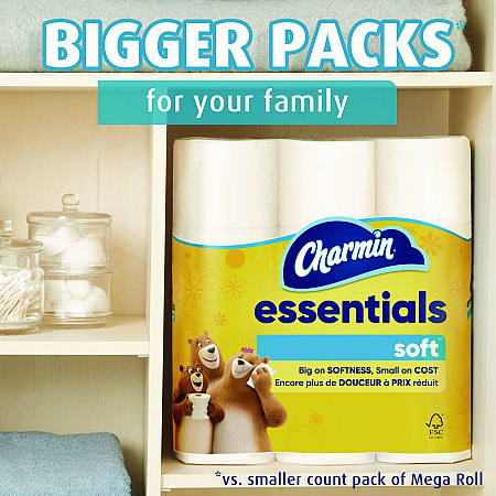 Essentials Soft Bathroom Tissue, Septic Safe, 2-Ply, White, 330 Sheets/Roll, 12 Rolls/Pack, 4 Packs/Carton (03154)
