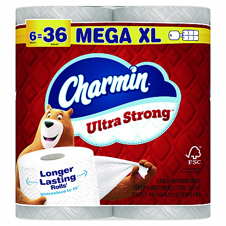 Ultra Strong Bathroom Tissue, Septic Safe, 2-Ply, White, 330 Sheets/Roll, 6 Rolls/Pack, 3 Packs/Carton (13449)