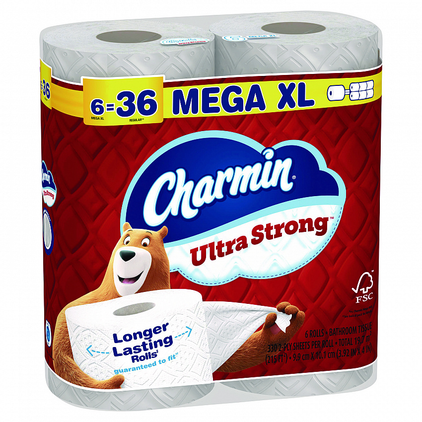Ultra Strong Bathroom Tissue, Septic Safe, 2-Ply, White, 330 Sheets/Roll, 6 Rolls/Pack, 3 Packs/Carton (13449)