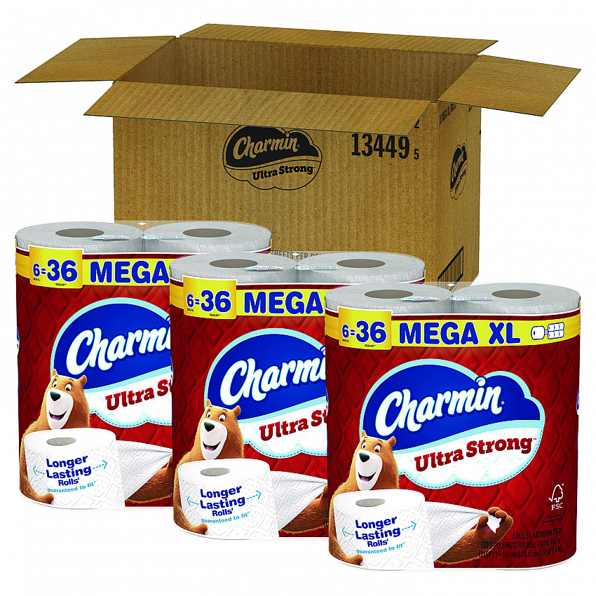 Ultra Strong Bathroom Tissue, Septic Safe, 2-Ply, White, 330 Sheets/Roll, 6 Rolls/Pack, 3 Packs/Carton (13449)