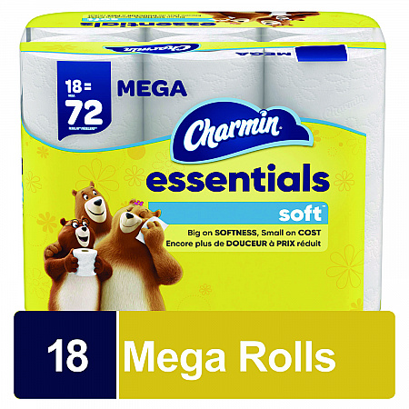 Essentials Soft Bathroom Tissue, Septic Safe, 2-Ply, White, 330 Sheets/Roll, 18 Rolls/Carton (04535)