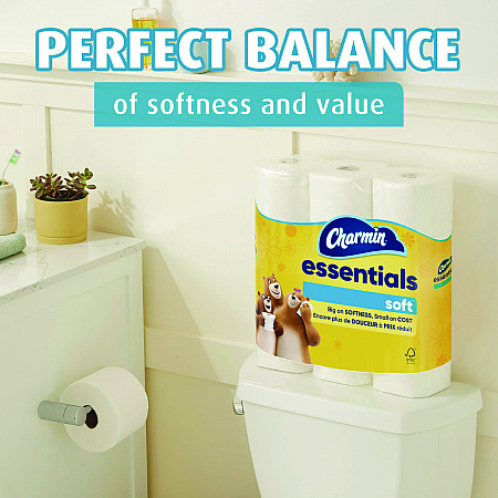 Essentials Soft Bathroom Tissue, Septic Safe, 2-Ply, White, 330 Sheets/Roll, 18 Rolls/Carton (04535)
