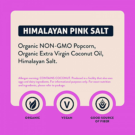 Himalayan Pink Salt Organic Popcorn, Salt, 0.46 oz Bag, 24/Carton (22001053)