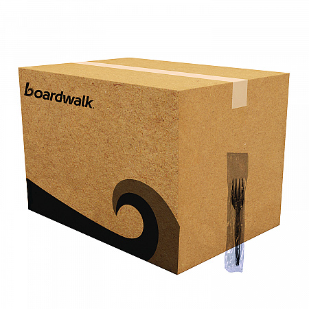 Heavyweight Wrapped Polystyrene Cutlery, Fork, Plastic, Black, 1,000/Carton (FORKHWPSBIW)