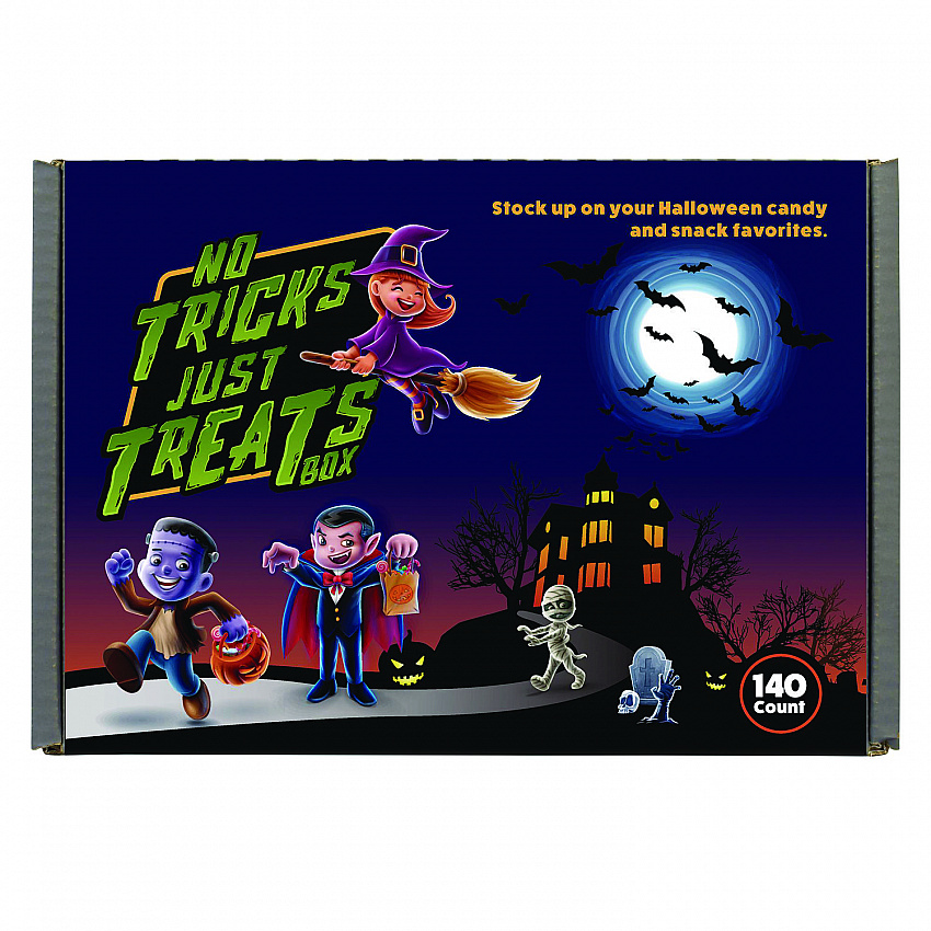 No Tricks Just Treats Halloween Box, Assorted Varieties, 140 Count (70000084)