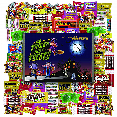 No Tricks Just Treats Halloween Box, Assorted Varieties, 140 Count (70000084)