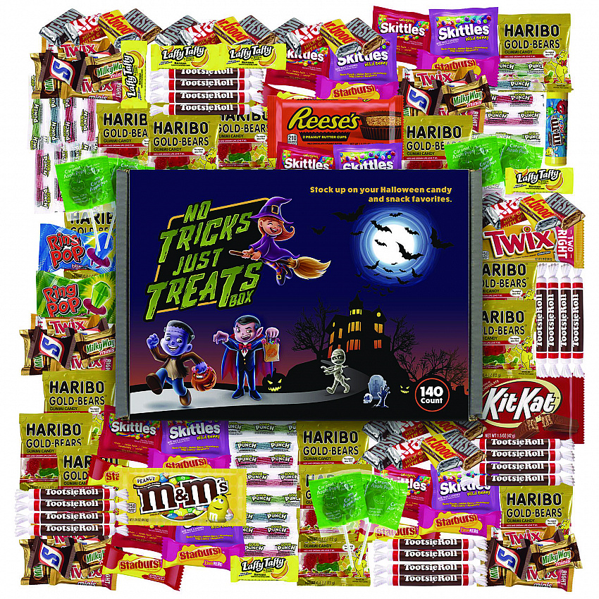 No Tricks Just Treats Halloween Box, Assorted Varieties, 140 Count (70000084)