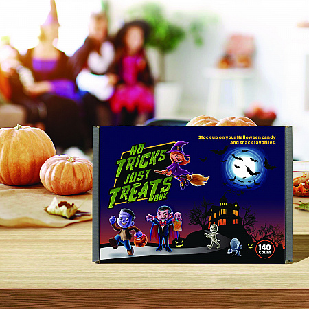 No Tricks Just Treats Halloween Box, Assorted Varieties, 140 Count (70000084)