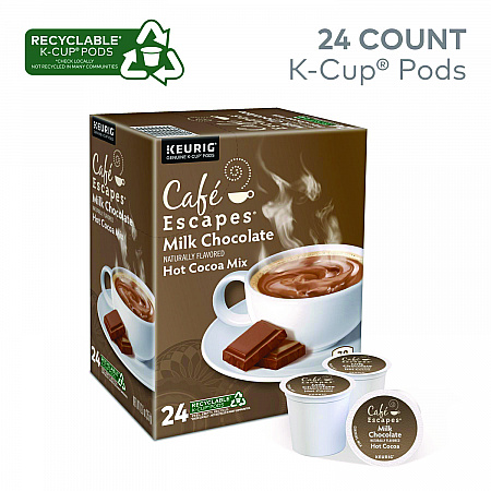 Cafe Escapes Milk Chocolate Hot Cocoa K-Cups, 24/Box (6801)