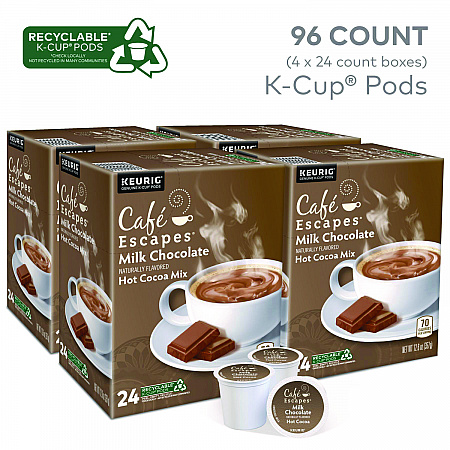 Cafe Escapes Milk Chocolate Hot Cocoa K-Cups, 96/Carton (6801CT)